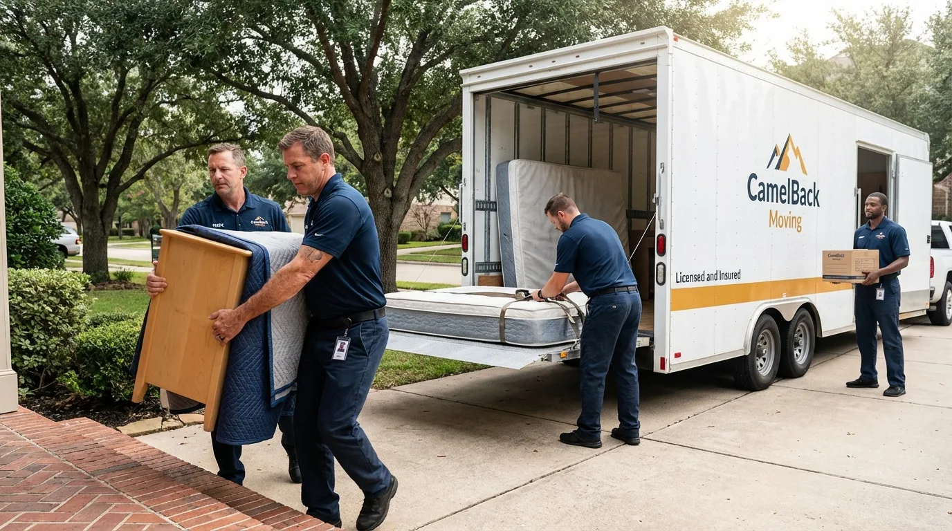 Crew loading residential truck for cross-state move from Saint Cloud, FL