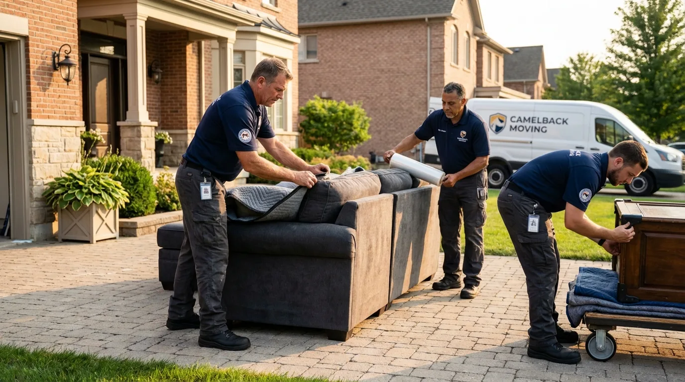 Large estate moving crew wrapping furniture in Saint Cloud, FL